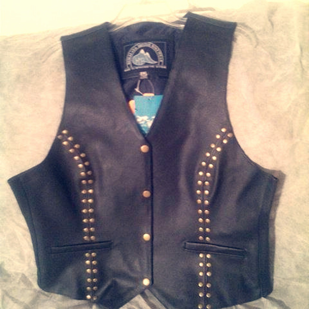 Leather, Biker Vest, Black
